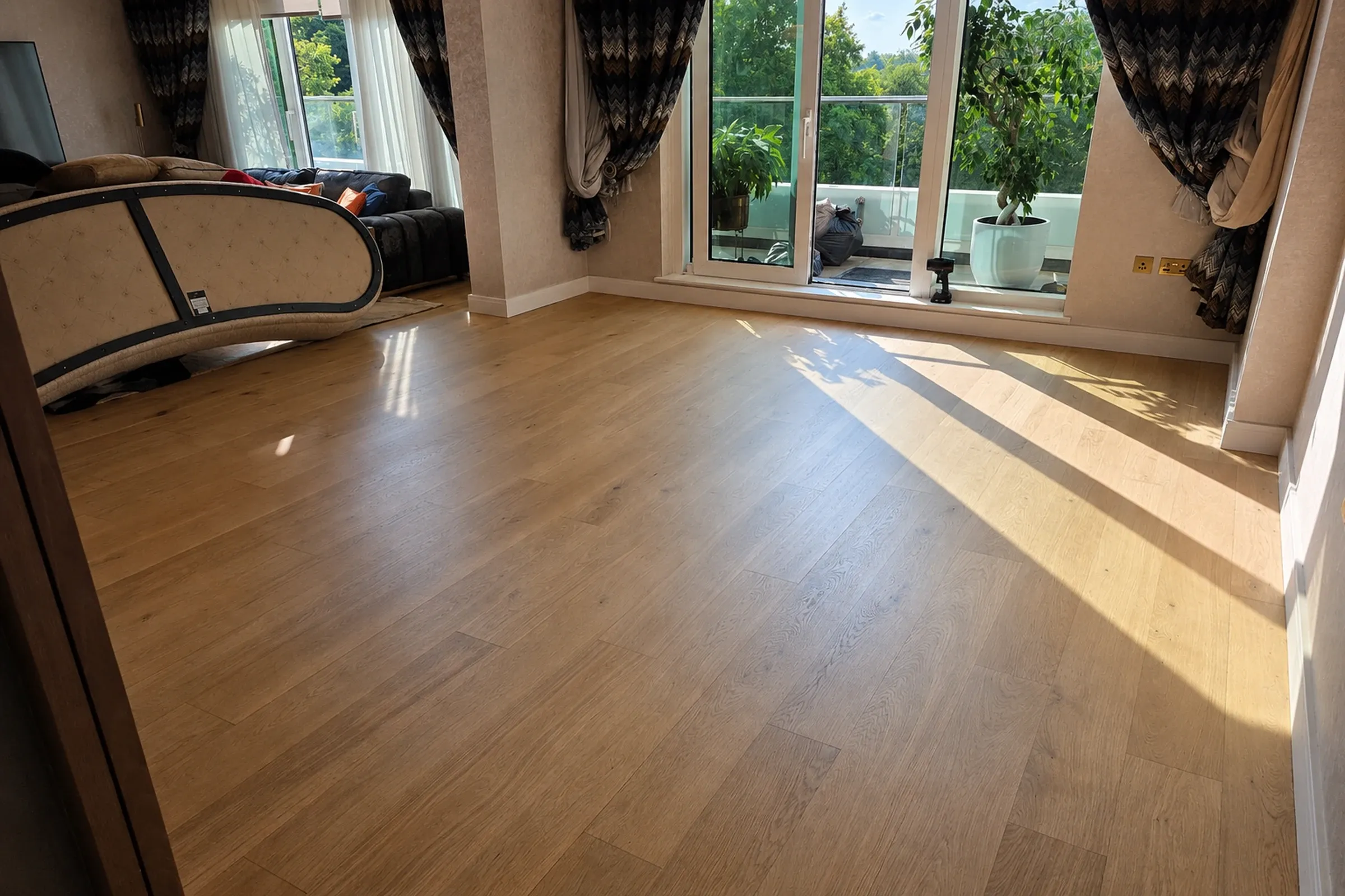 Light restored wooden floor after refinishing