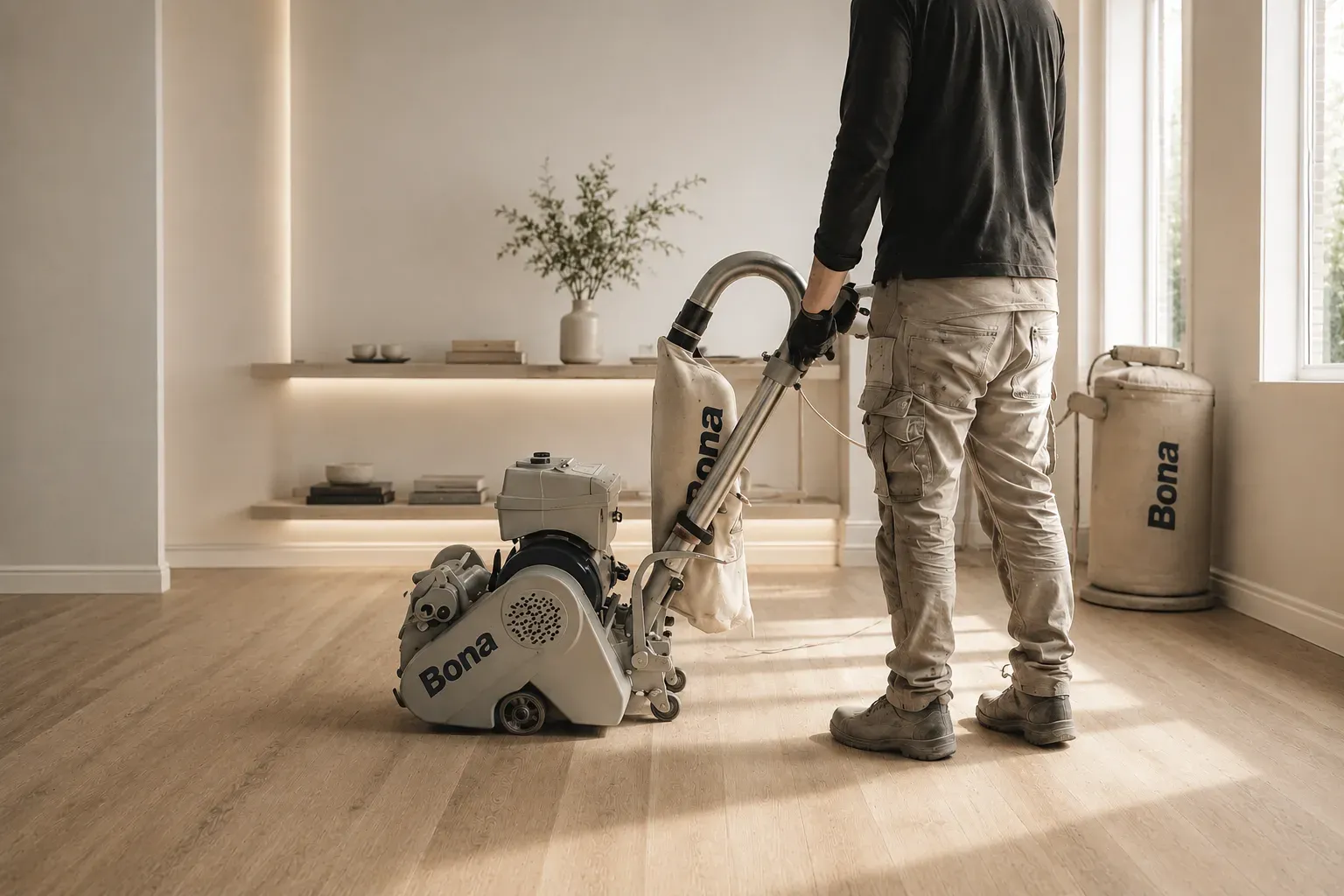 Professional wood floor sanding in a London home