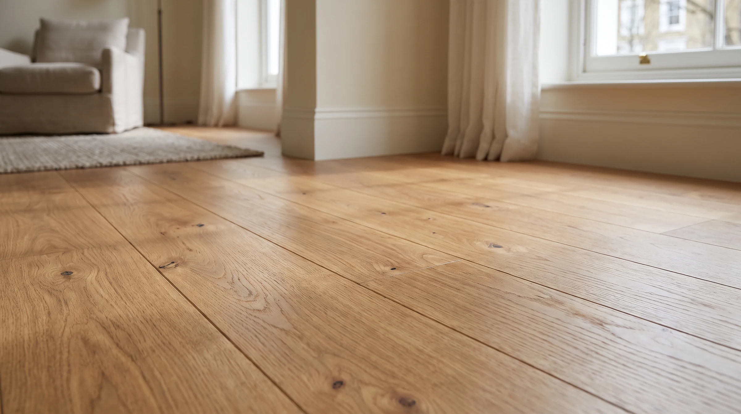 Detail of a beautifully finished oak floor