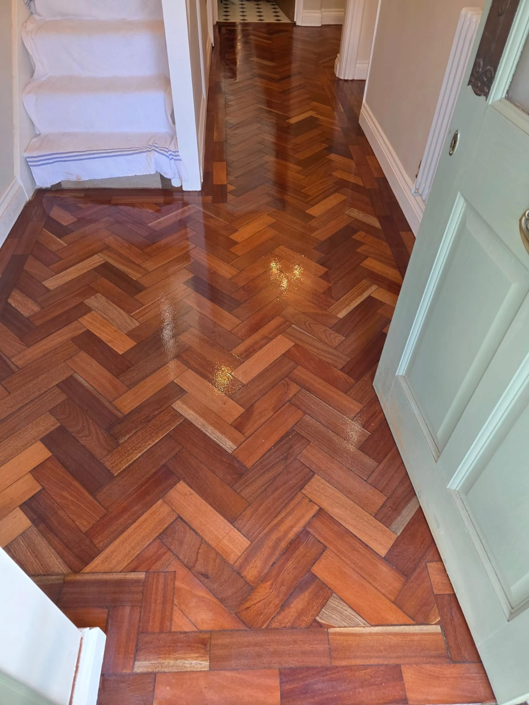 Restored parquet floor after finishing